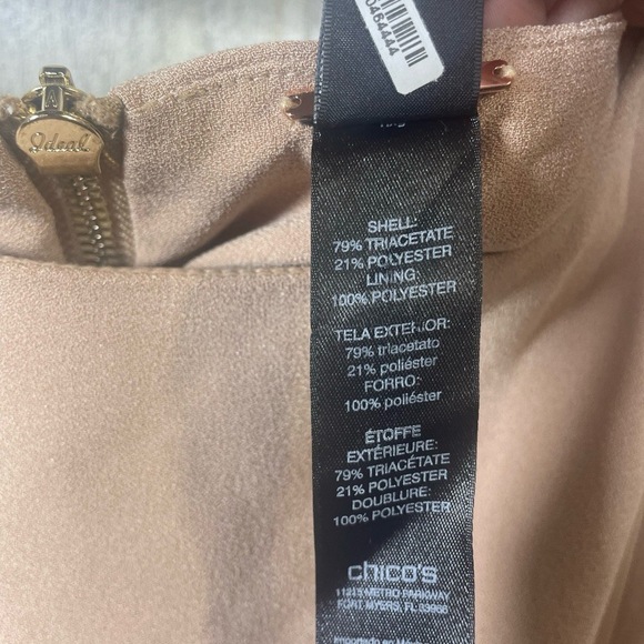 Chico’s Black Label Womens Size 0 US 4 Tan High Slit Crepe Tunic Blouse Top - Picture 5 of 8